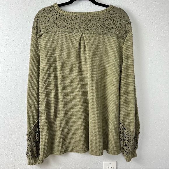 Miss Me Waffle Knit Hanley Oversized Crochet Top Women’s Size Small Boho - Picture 7 of 14